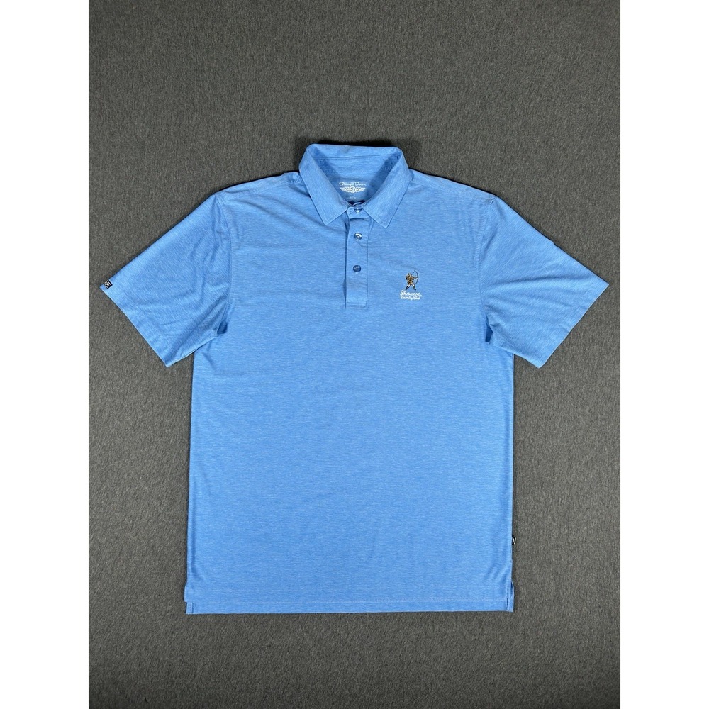 Straight Down Sherwood Country Club Golf Polo Mens Blue Performance Sz L